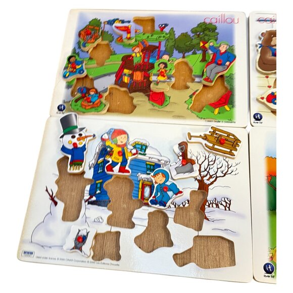 Irwin Caillou Puzzles Lot 4 Fall Winter Kitchen Park Wood Knobs Vintage 2002 - Picture 7 of 14